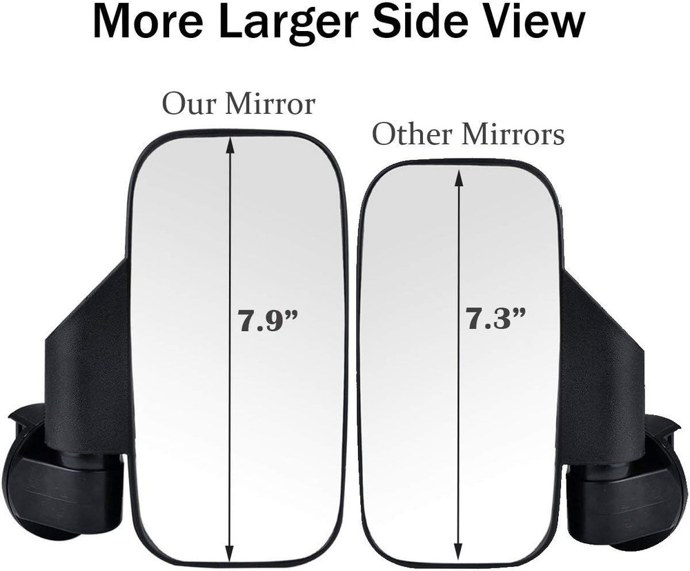 UTV Side Mirrors For 1.6" - 2" Roll Cage Bar, UTV Mirrors Compatible with wit...