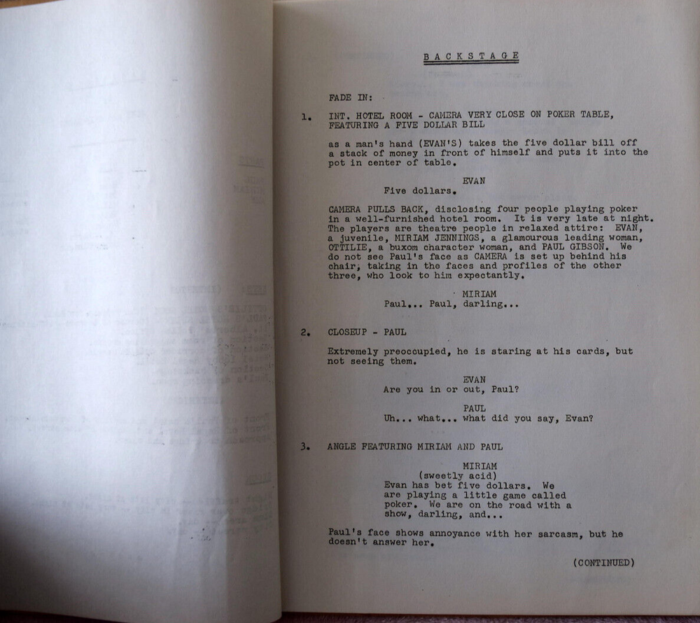 1952 Four Star Playhouse "Backstage" Original Revised Script