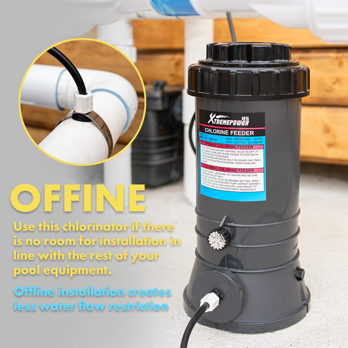 Xtremeclear Automatic Chlorinator for Above Ground In-Ground Pools Off-Line 9lbs