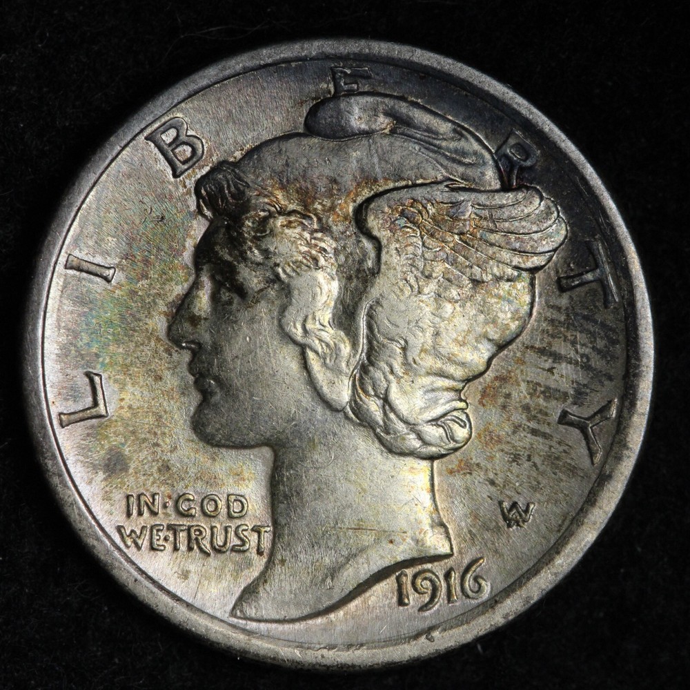 1916 Mercury Dime CHOICE UNCIRCULATED MS Nicely Toned Original E864 UL**