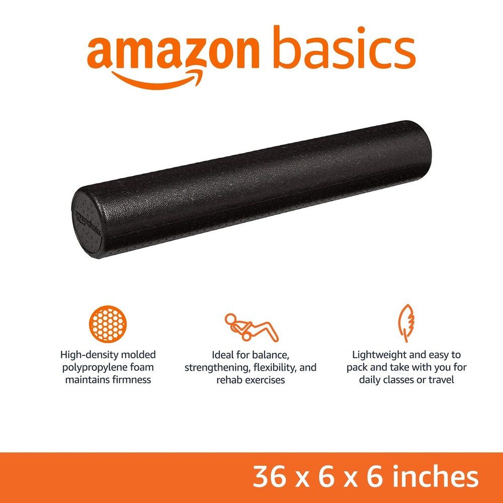 Amazon Basics High-Density Foam Roller for Exercise, 36 Inch, Black