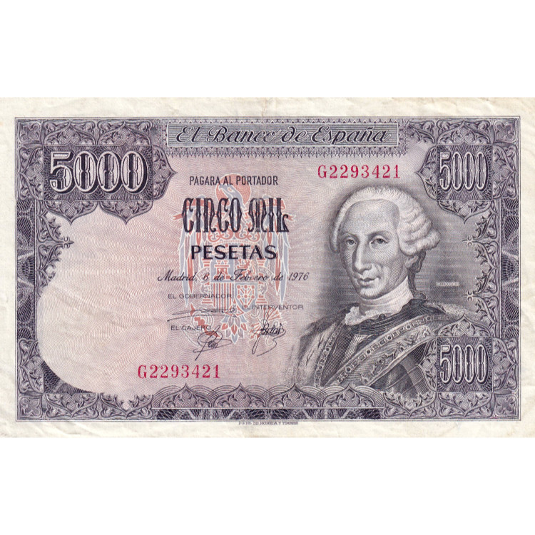 SPAIN P.155 1976 5000 Peseta EF