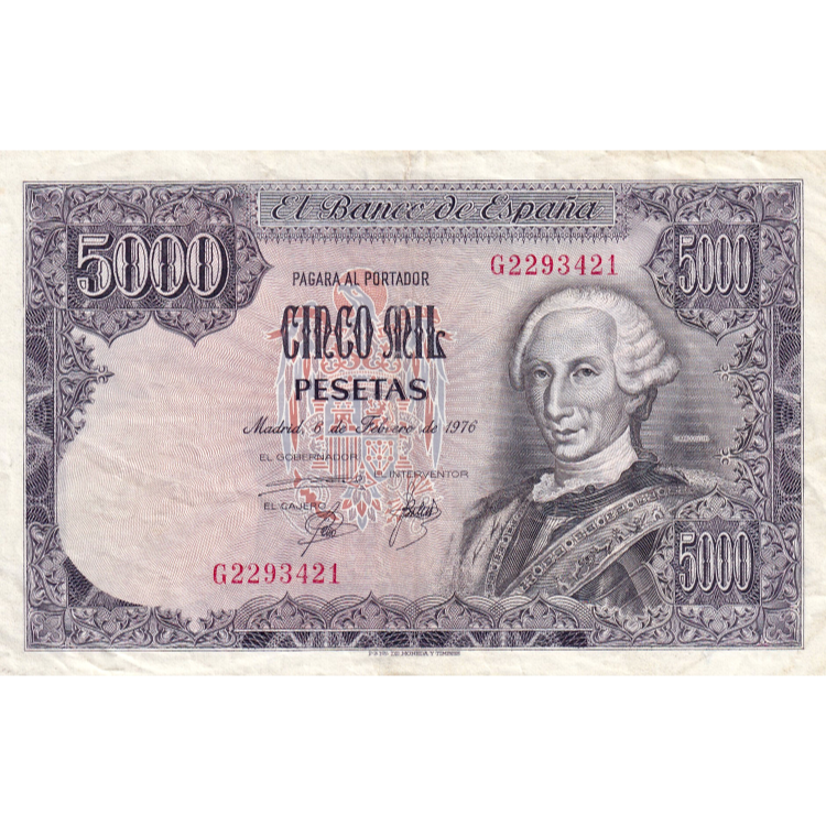 SPAIN P.155 1976 5000 Peseta EF