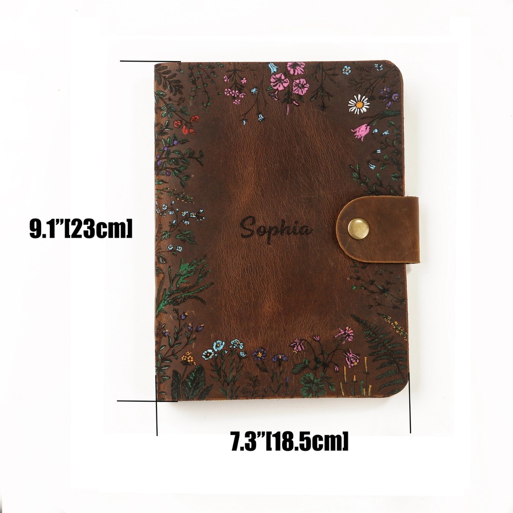 Leather A5 binder planner, Personalized leather journal notebook, leather gift