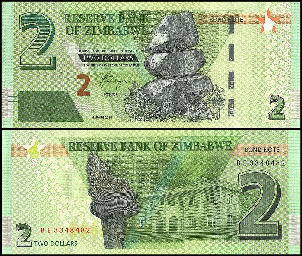 Zimbabwe 2 Dollars, 2016, P-99a.2, UNC X 10 PCS