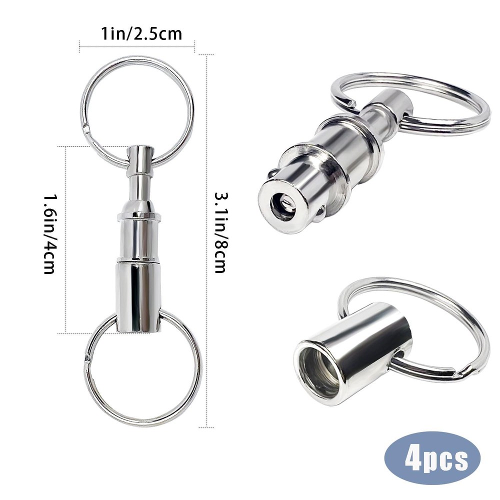 Tenalleys 4 Pack Quick Release Keychain Detachable Pull Apart Keychain Dual Pull