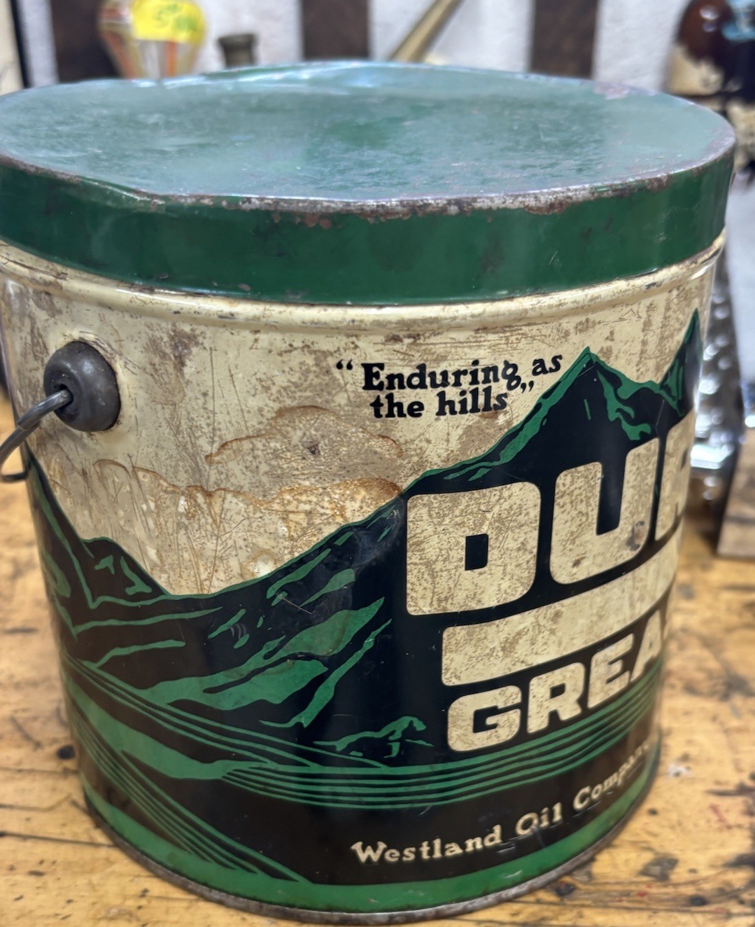 Westland Oil Company dura grease tin pail Minot North Dakota Can Vintage