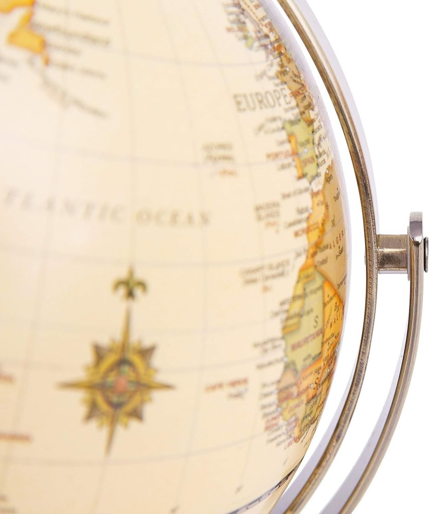 Beautiful 8" Antique Globe - Educational 360° Rotating Décor with Bronze Base