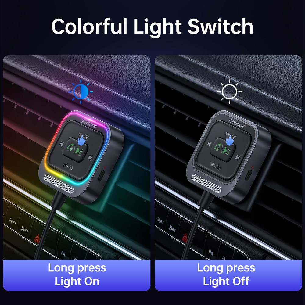 Syncwire Bluetooth 5.4 Aux Car Adapter [Large Mic&Noise Cancellation] Bluetooth