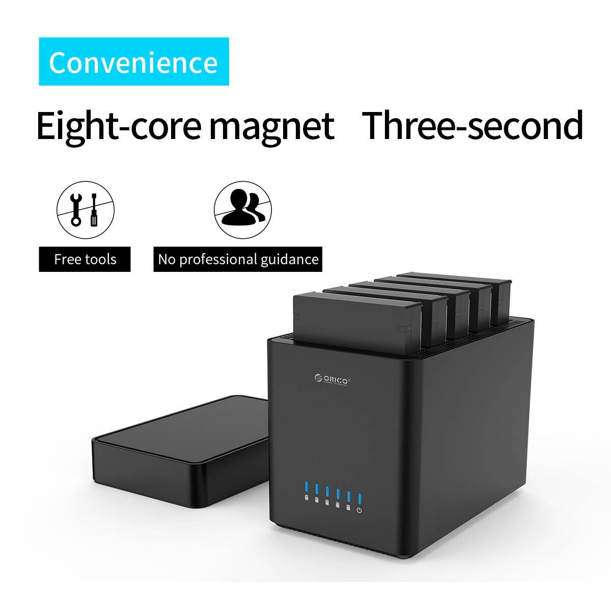 ORICO 5 Bay 3.5'' Hard Drive Enclosure USB3.0 to SATA3.0 Magnetic-type HDD Case