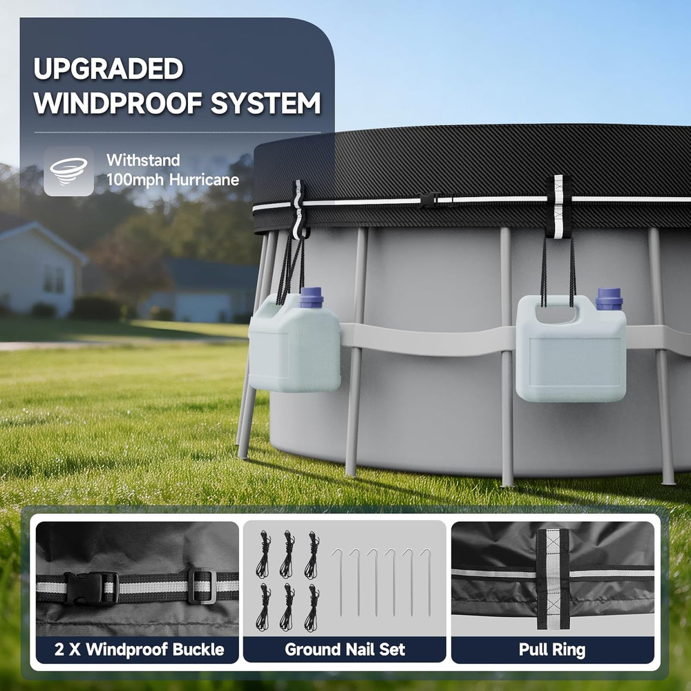 10X16 FT Rectangular Pool Covers for above Ground Pools, 420D Solar Oval Pool Co