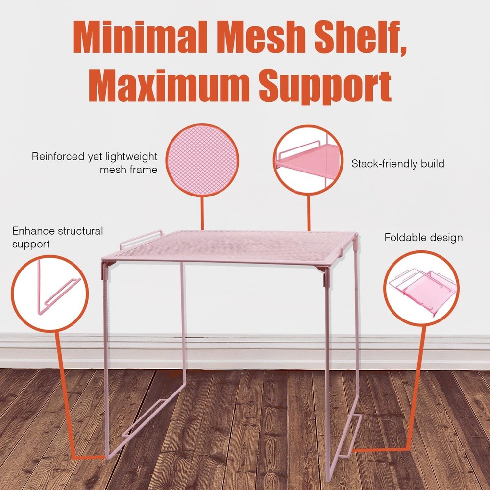 Piffny Versatile Metal Mesh Organizer Shelf, Stackable, for Standard Size Sch...