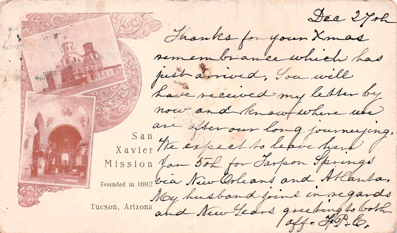 Tucson Arizona San Xavier Mission Vtg Postcard I39