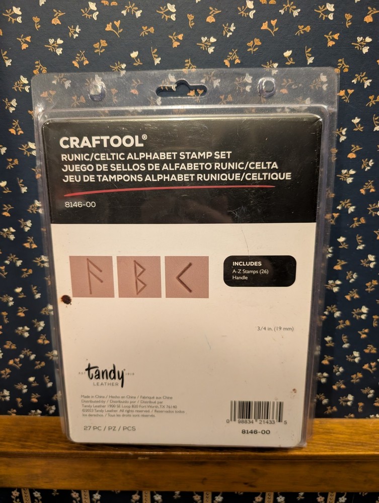 Craftool #8146 3/4" Alphabet Stamp Set Runic Celtic with Box