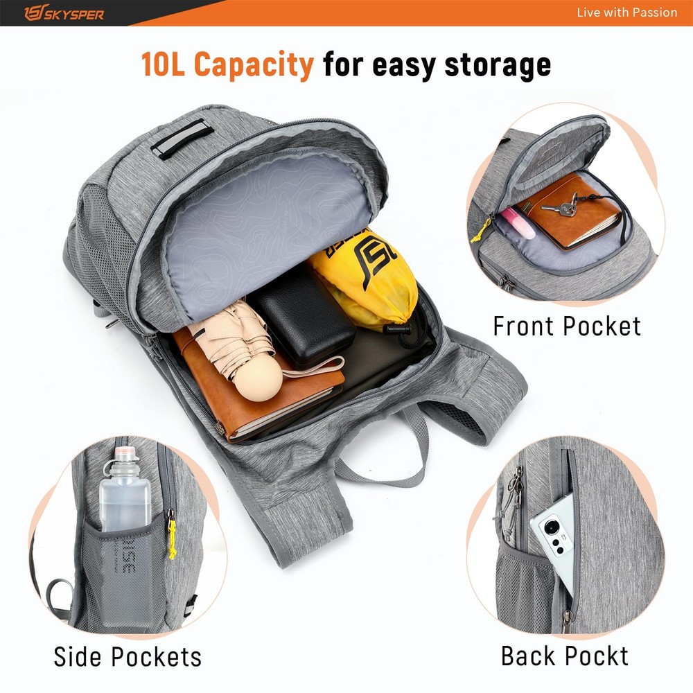 Small Hiking Backpack 10L Packable Lightweight Foldable Travel Daypack Men