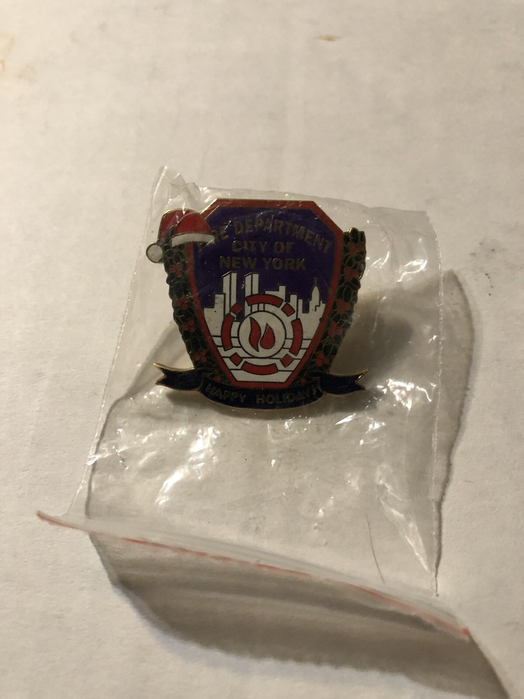 NY Fire Department Happy Holidays Pin