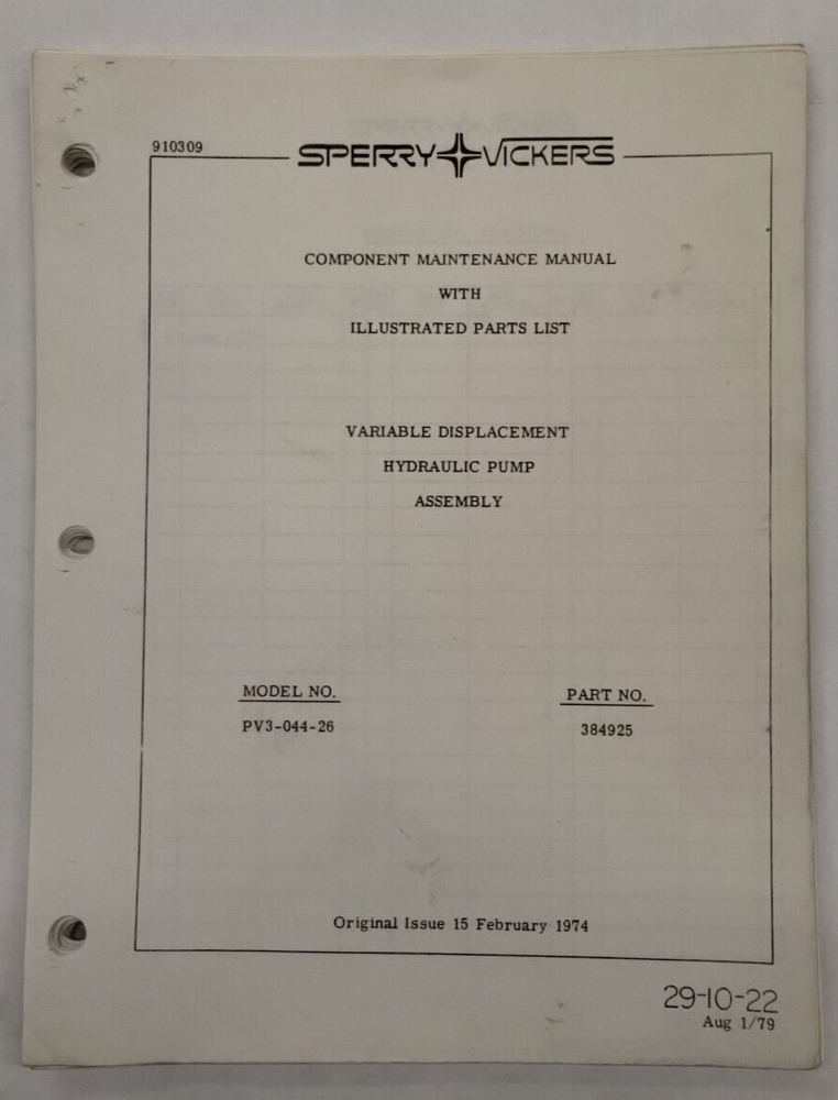 Sperry Vickers Variable Displacement Hydraulic Pump Assembly Maintenance Parts
