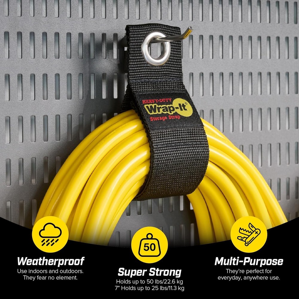 Heavy-Duty Wrap-It Storage Straps (Assorted 6 Pack) - Assorted 6-Pack, Black