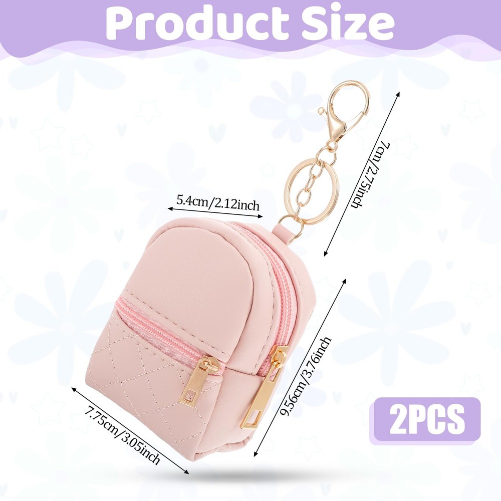 2Pcs Mini Backpack Cute Cosmetic Bag for Creative Pendant Keychain Key-chains...