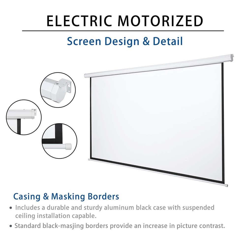 Kayle 110" Motorized Projector Screen Electric Diagonal Automatic Projection ...
