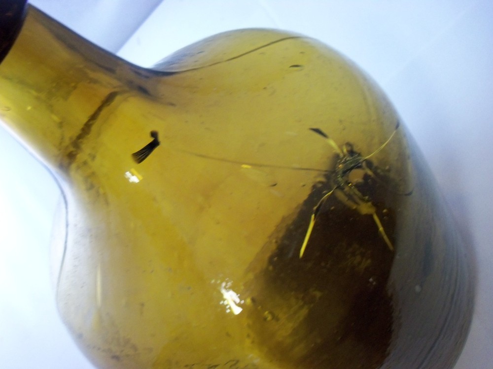 large bubbly honey amber demijohn