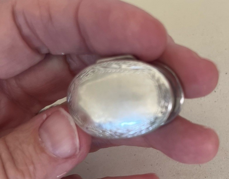 Oval Snuff Box / Pill container , Sterling Silver marked 925 Victorian antique