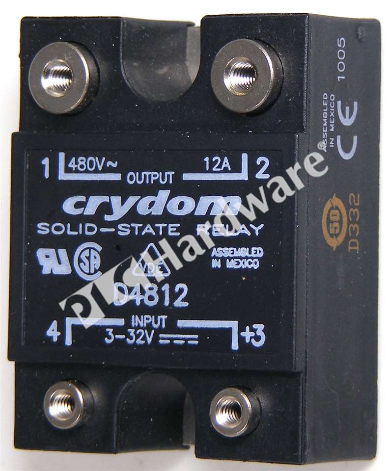 New Crydom D4812 Solid State Relay Control 3-32V DC Operating 80-530V AC 12A