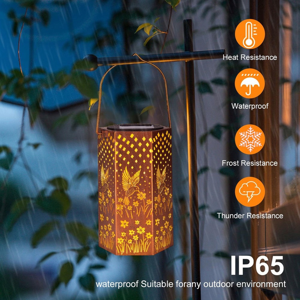 2 Pack Hummingbird Solar Lanterns Outdoor Waterproof - 2PC