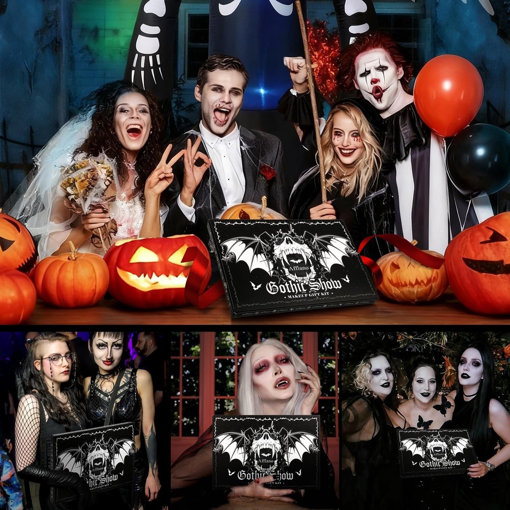 Goth Makeup Kit – Complete Gothic Make up Set for Vampire, Witch, Clown, Emo,...