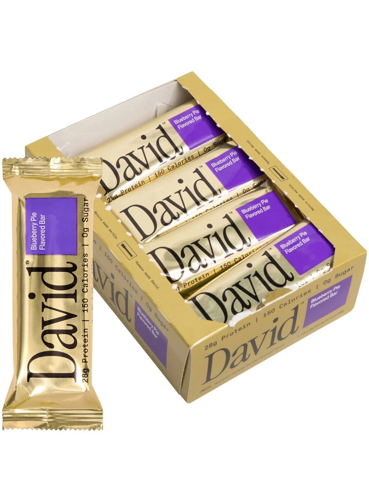 David Protein Bars, 28g Protein, Sugar Free - Blueberry Pie (12 Bars)