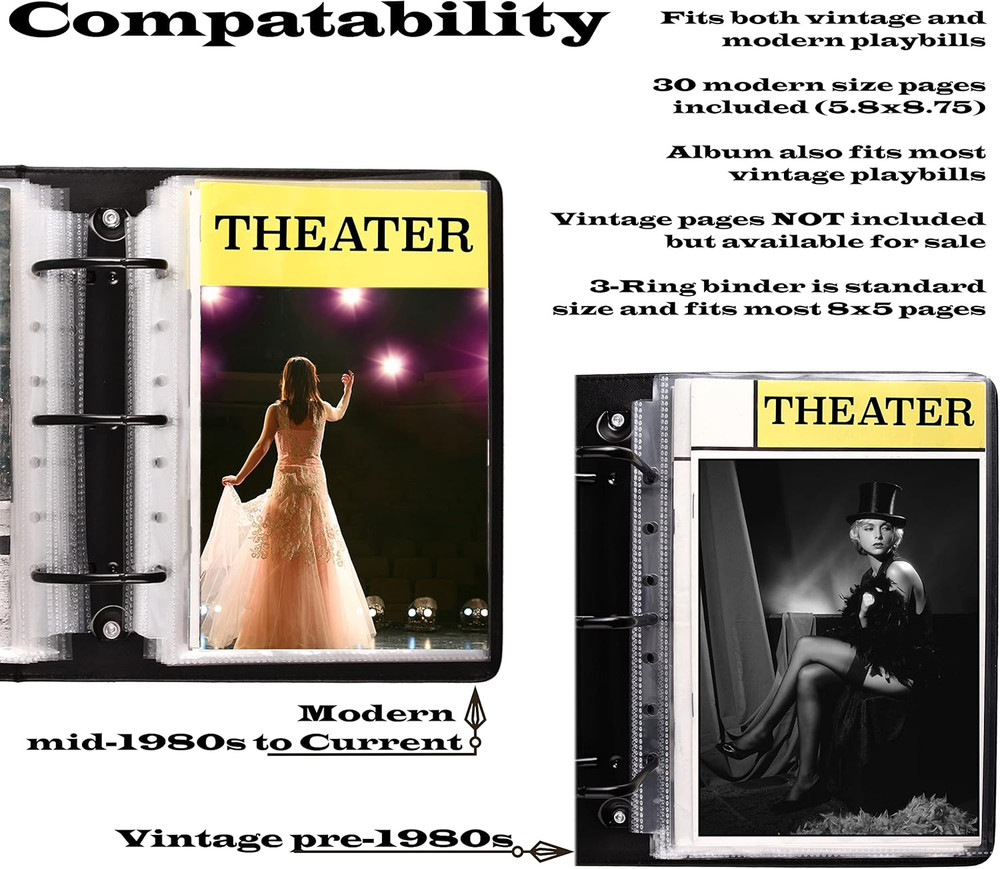 2Fold Binder for Holding Broadway Play Program and Theater Programs with 30 Cust