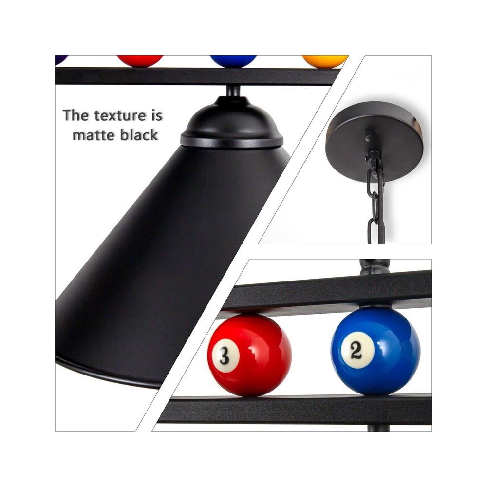 Pool Table Light, 58" Billiard Light for 7' 8' 9' Pool Table, Hanging Billiar...