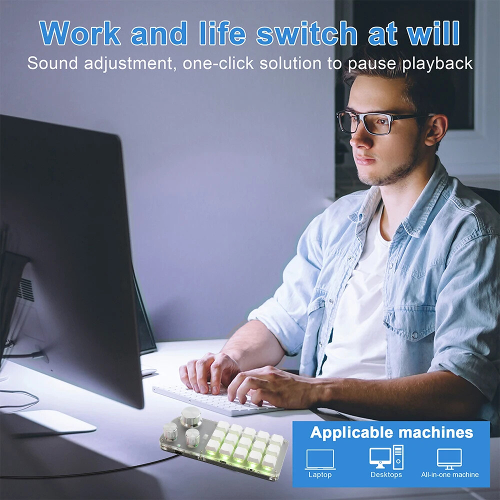 Macro Programming Keyboard 15 Button 3 Knobs Custom Game Keyboard With Bluetooth