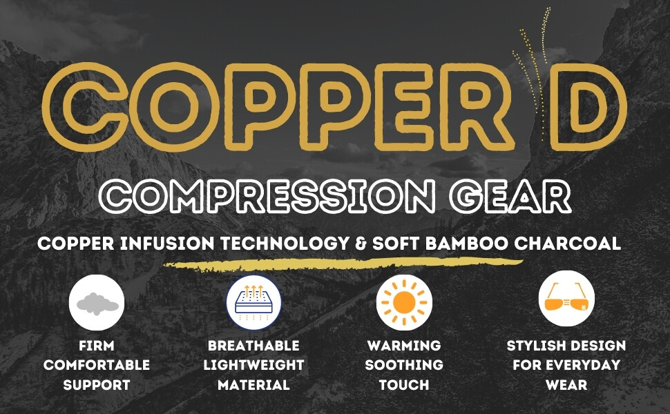 Copper D - Copper Compression Back Brace Wrap - Charcoal and Copper Infused