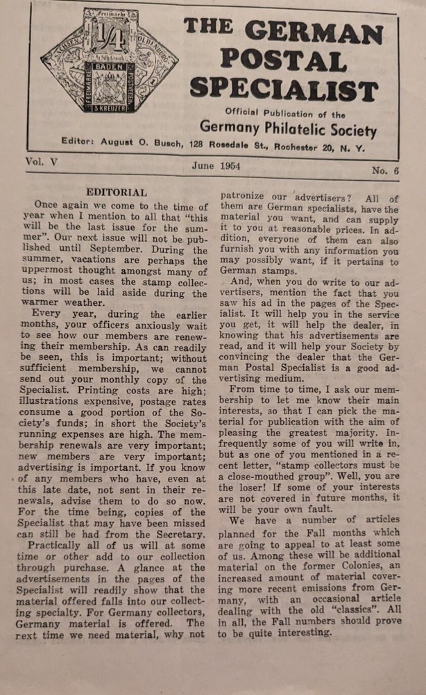 Vintage Jun 1954 German Postal Specialist 1948 German Currency Reform POs Abroad