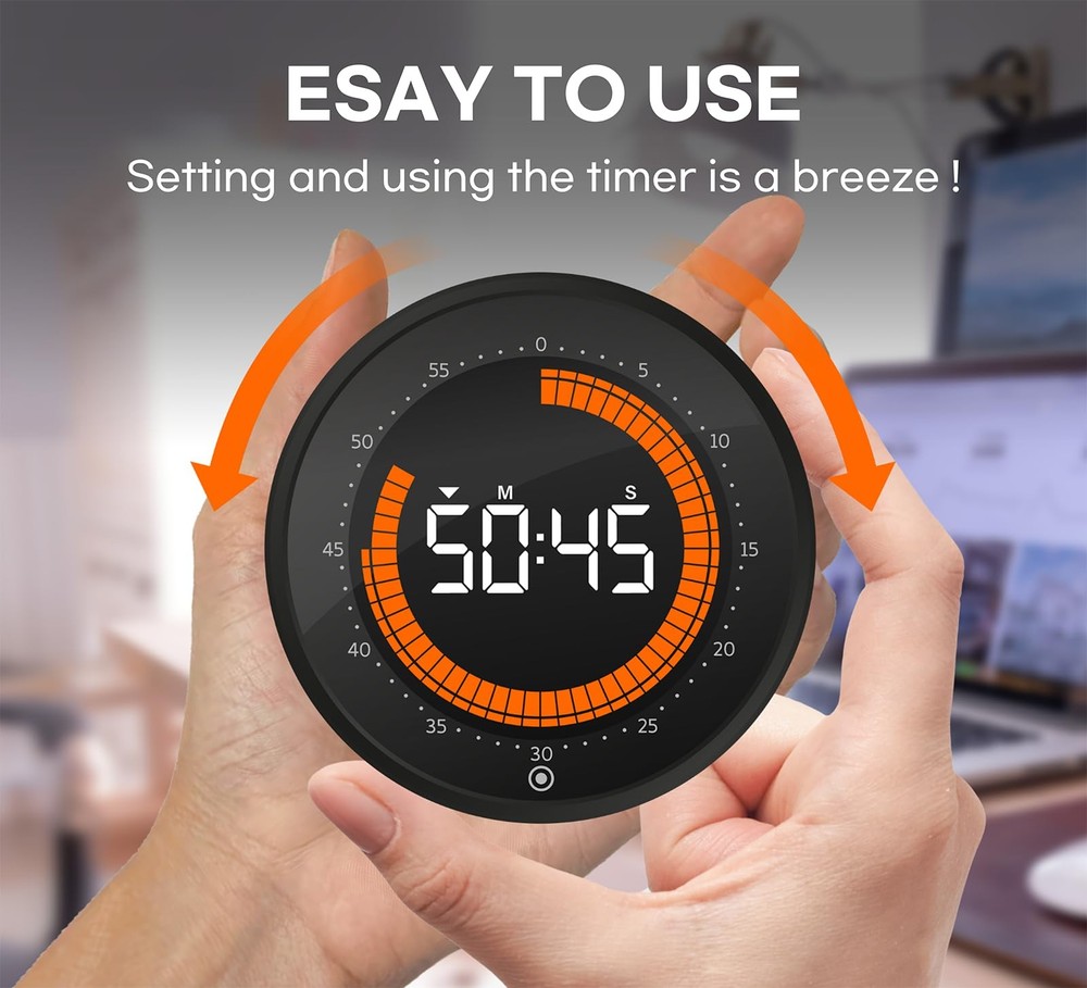 Visual Digital Timer - 60 Min Countdown & Count Up, Large LED Screen with Red...