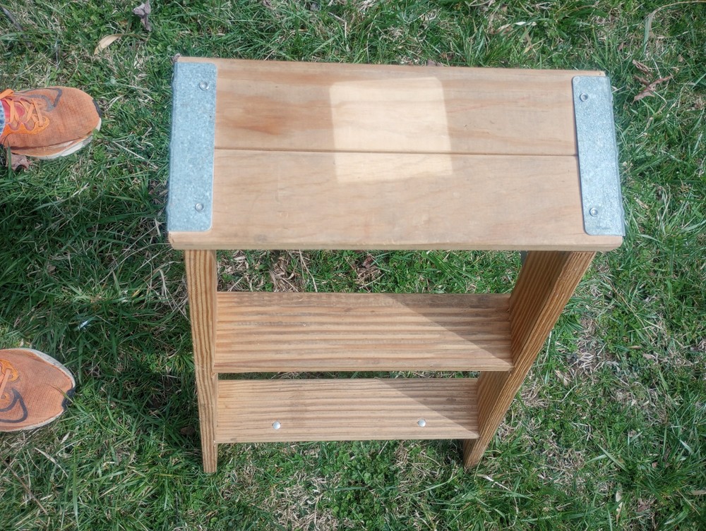 2 ft Wooden Step Ladder Rustic Folding Stool Home Decor Utility