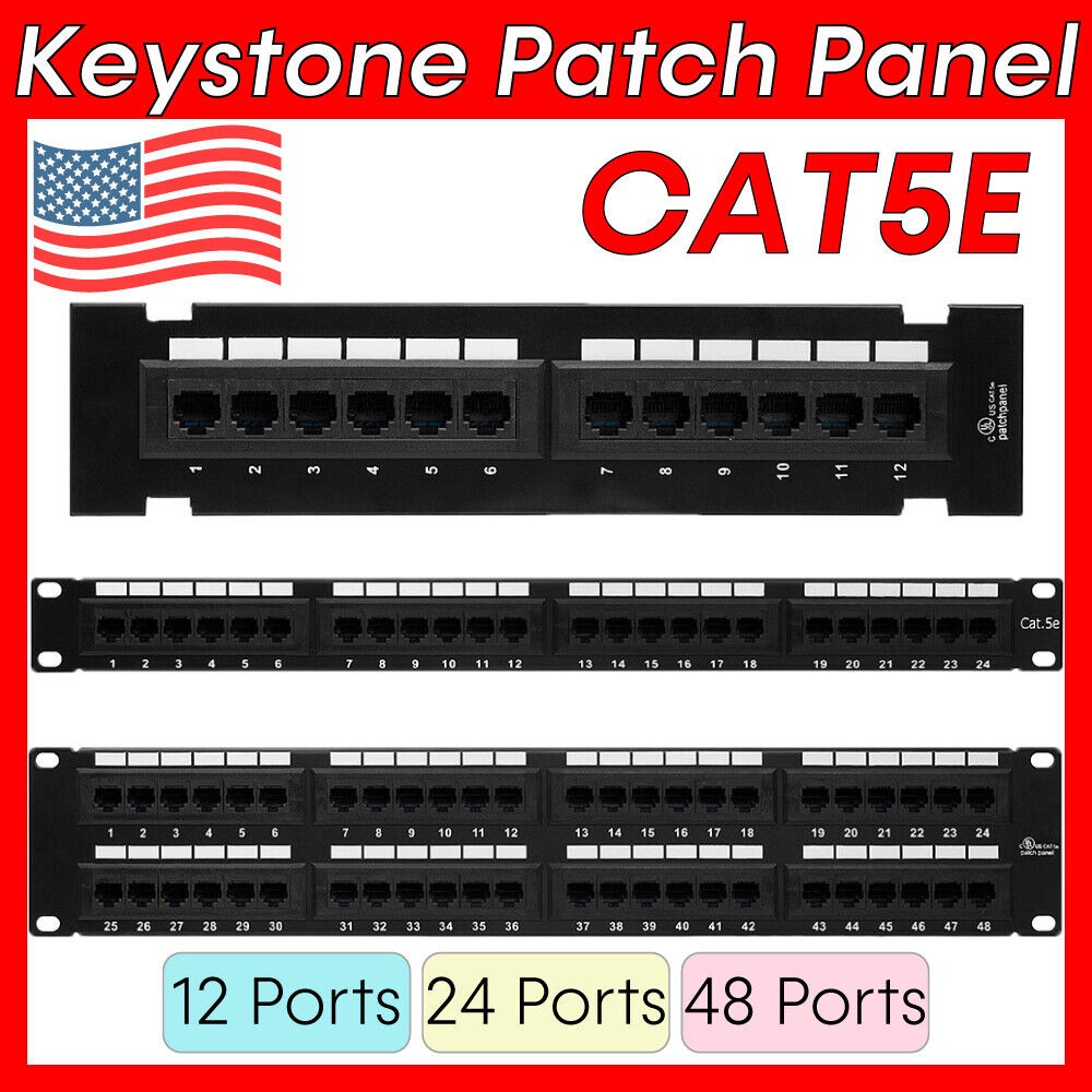 1U 2U Vertical Cat5e Patch Panel Mini 110 Type Rackmount RJ-45 568A/B Compatible