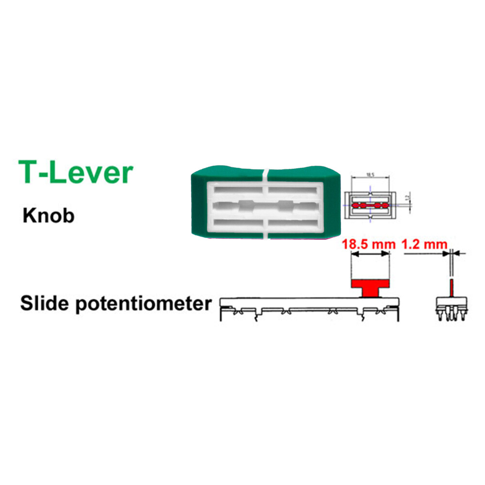 6x FADER KNOBs CAPs GREEN white 0.73" slide potentiometer mixer replacement