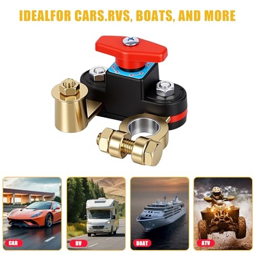 Car Battery Shut-Off Switch, Battery Disconnect Switch with Knob Control, Pure