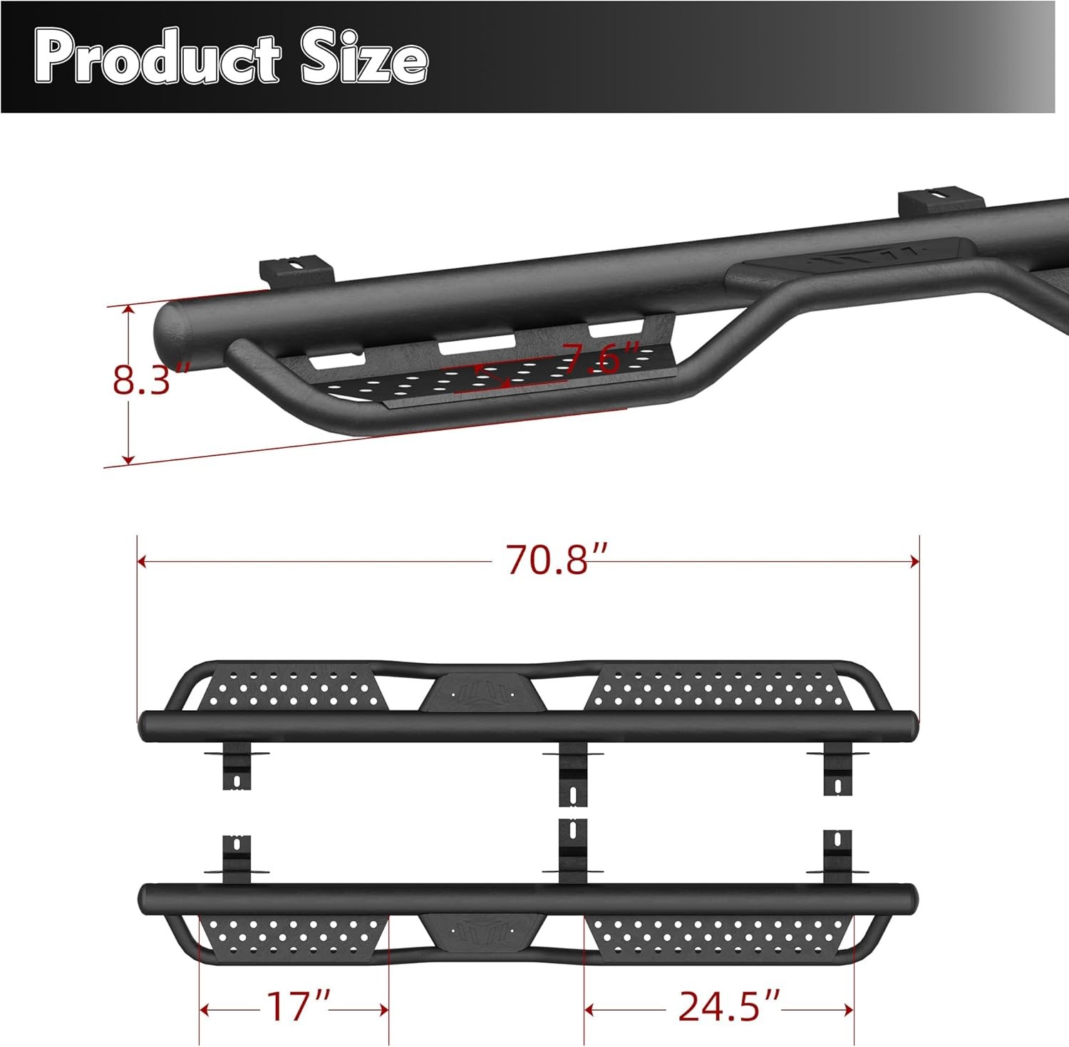 Running Boards Side Steps Compatible with 2007-2018 Wrangler JK 4-Door
