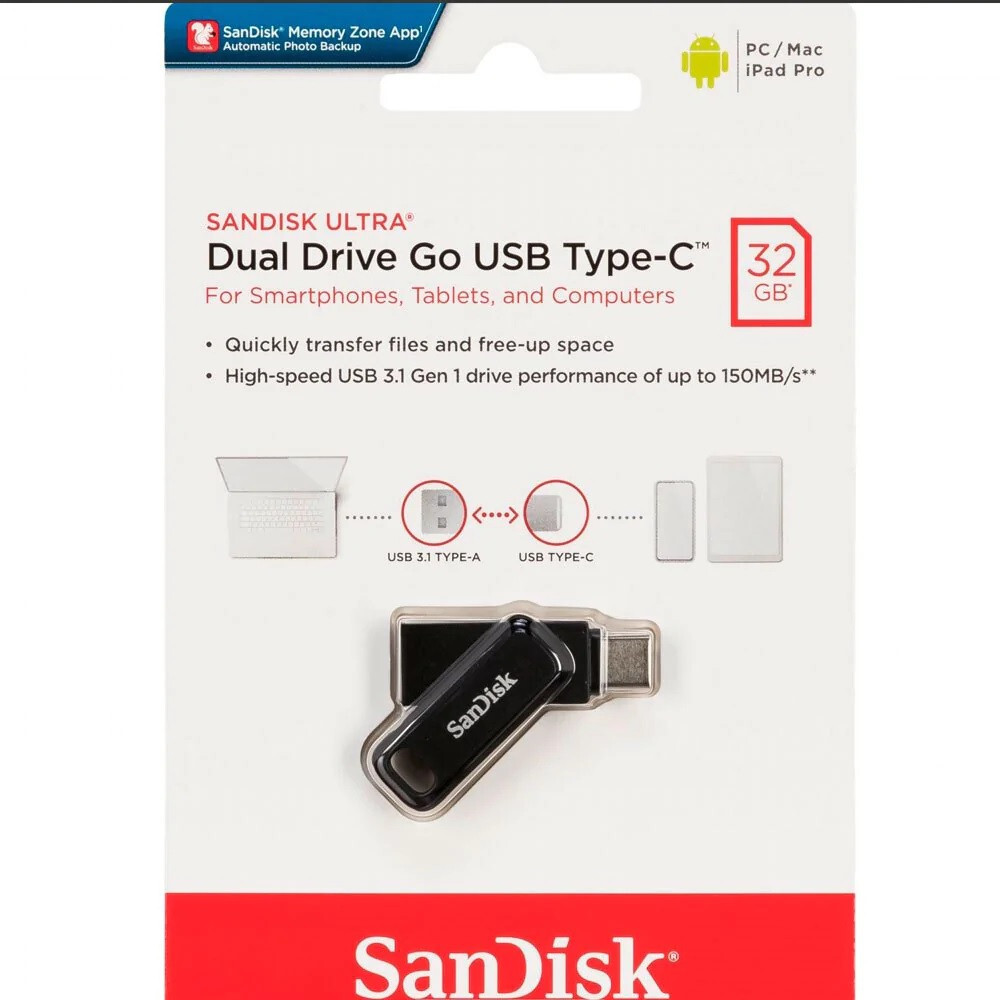 SanDisk Flash Drive Ultra Dual Go USB Type-A & Type-C 32G 64GB 128GB 256GB lot