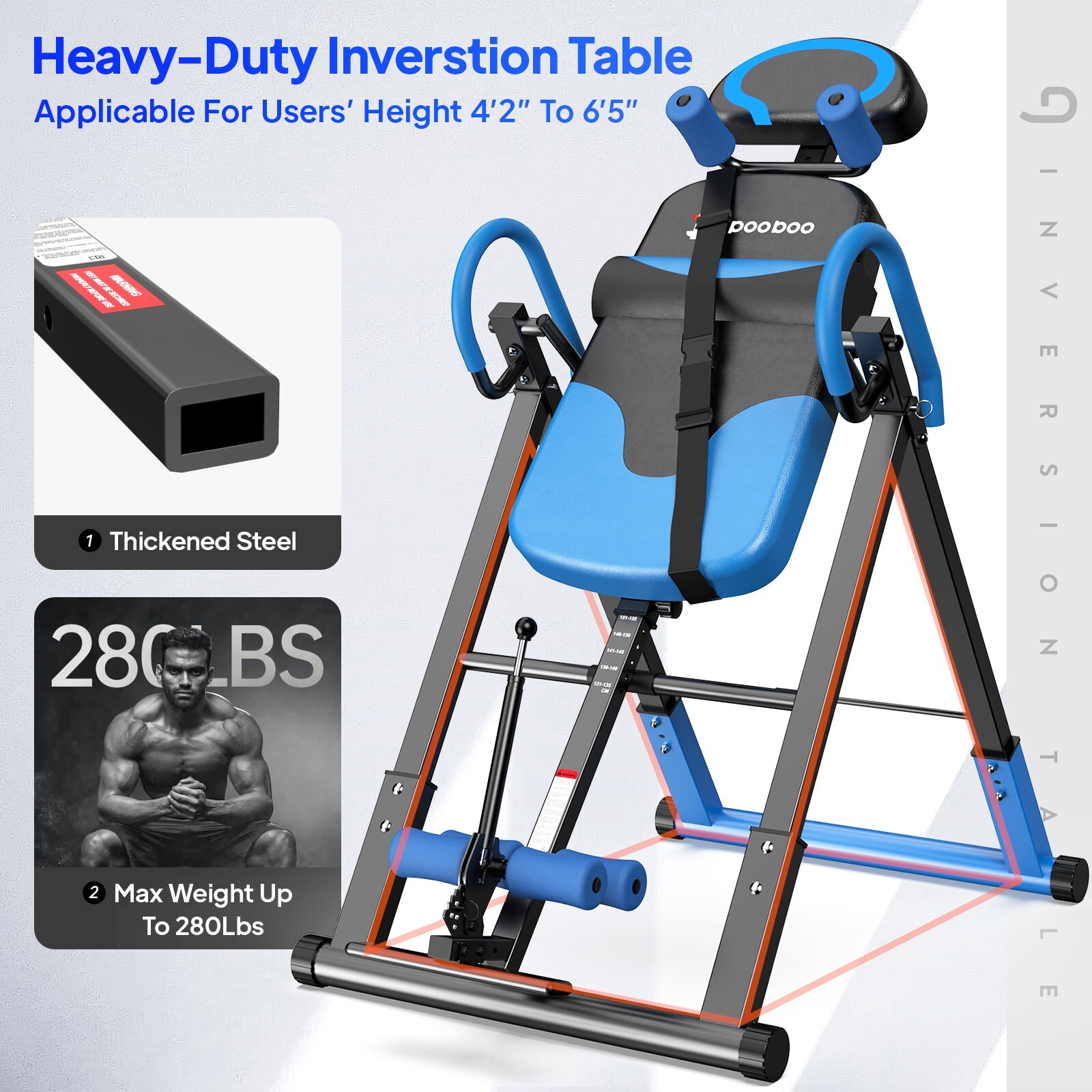 Inversion Table Back Therapy Reflexology Heavy Duty Foldable Stretcher Machine