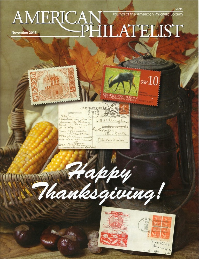 American Philatelist--2013 Magazine--Happy Thanksgiving
