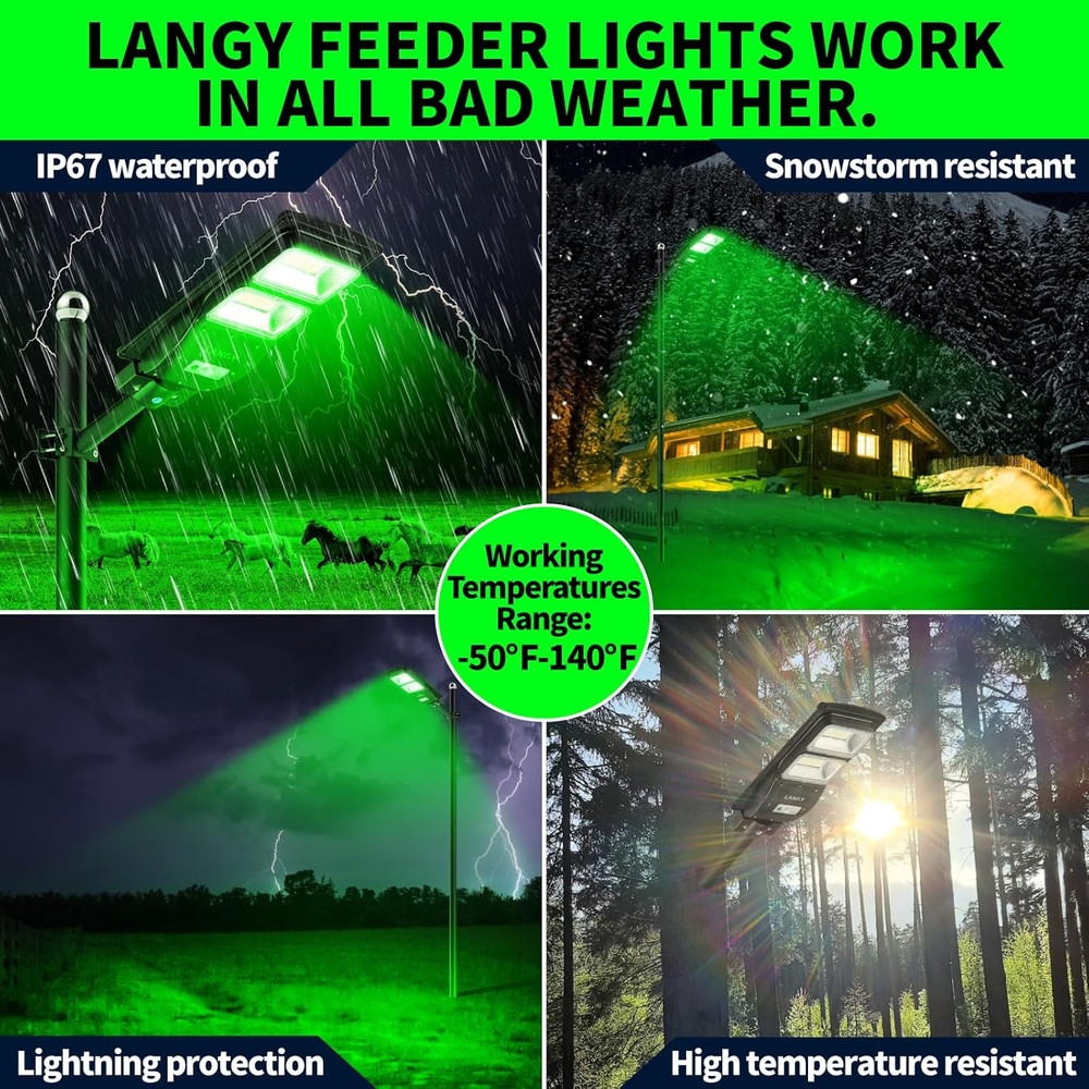 Solar Hog Lights with Remote, 12000LM Motion Activated Feeder Light