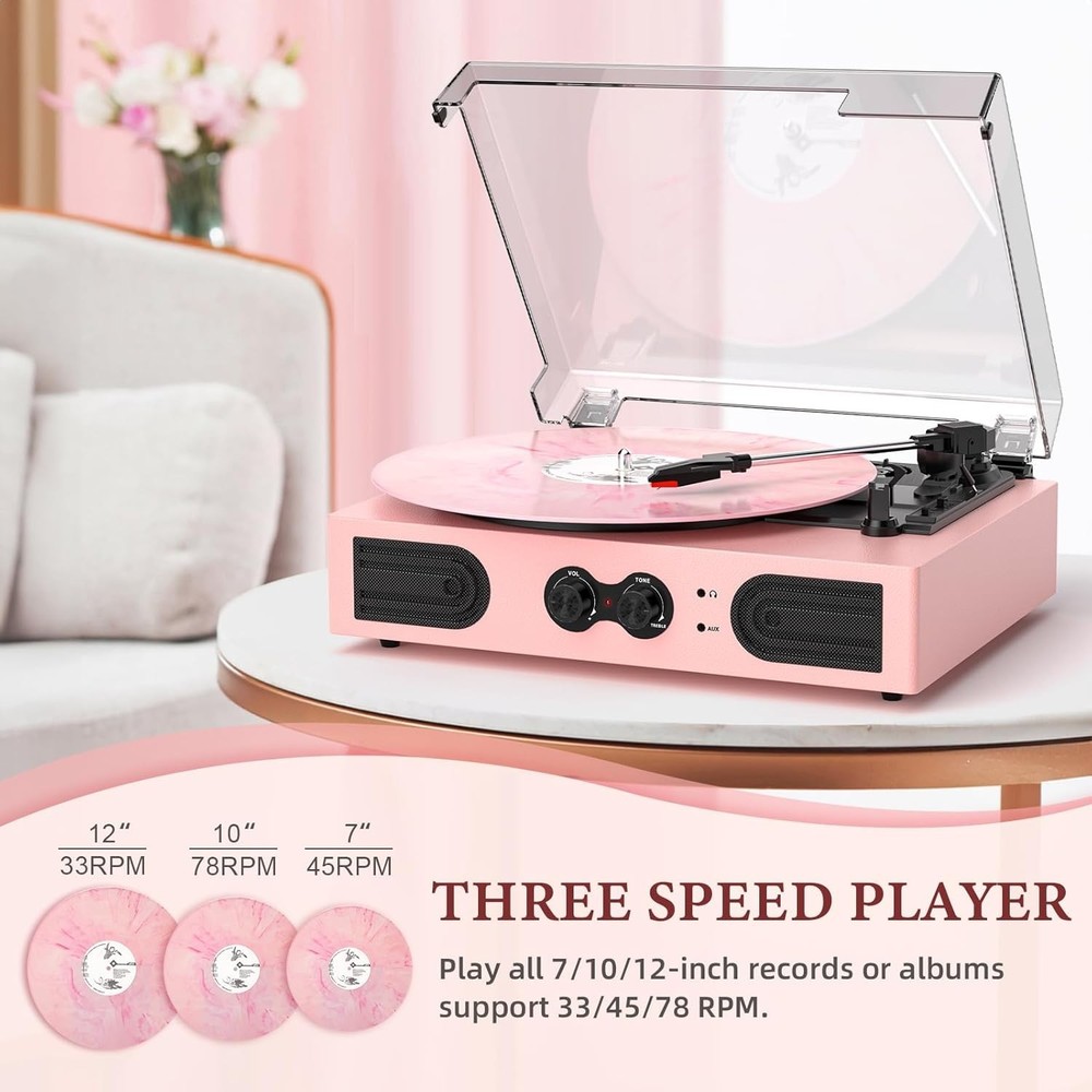 Vinyl Record Player Pink Stylish