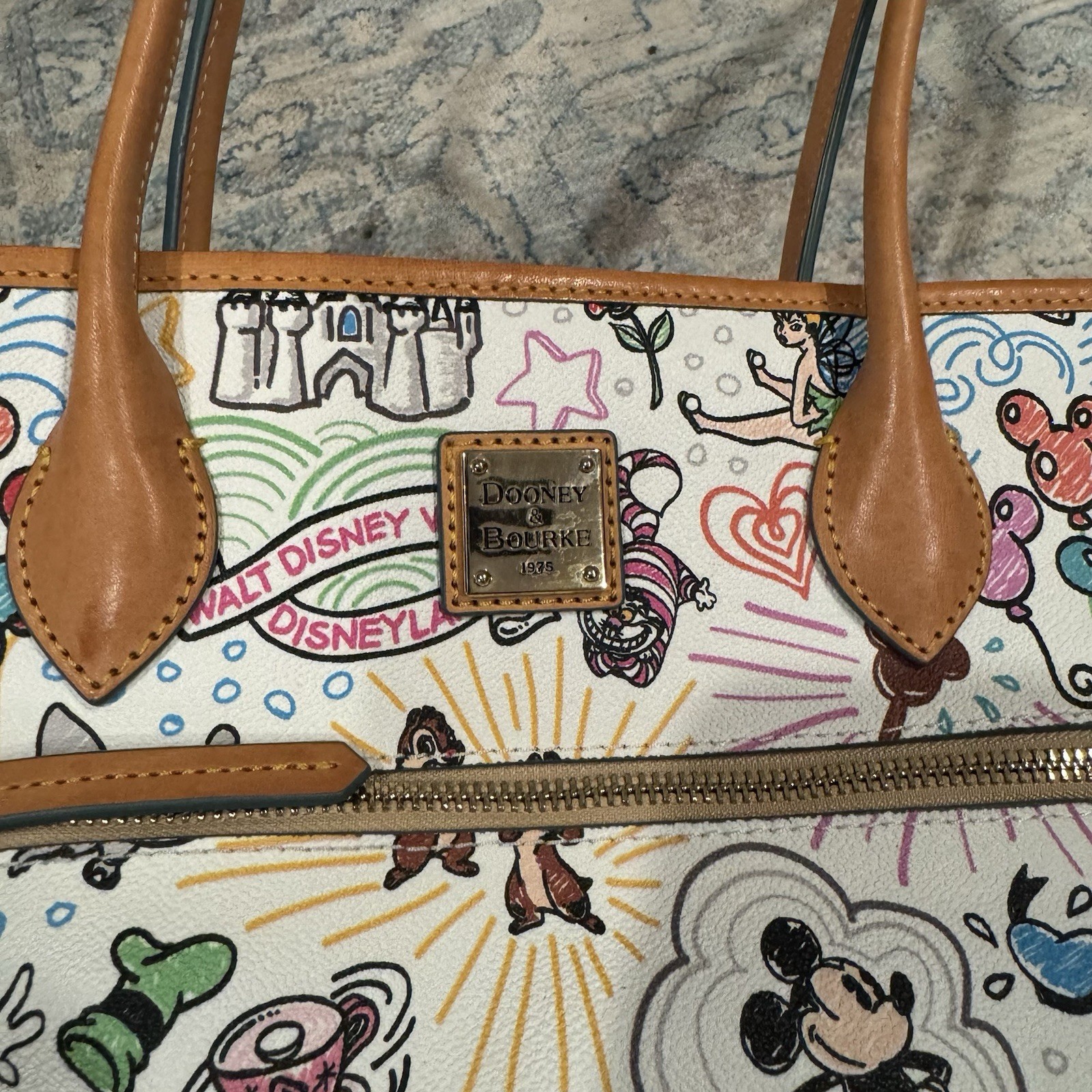 Dooney & Bourke Disney Sketch Mickey & Minnie Mouse Castle Handle Tote Bag Purse