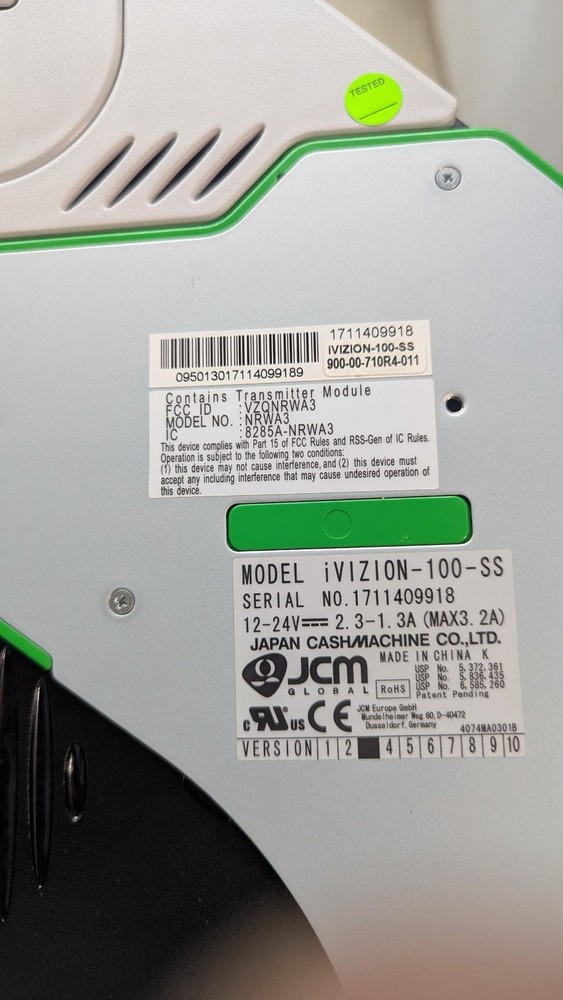 jcm bill acceptor validator Model iVIZION-100-SS