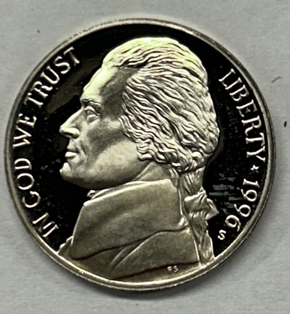 1996 S Proof Jefferson Nickel - Five Cent Coin from Proof Set