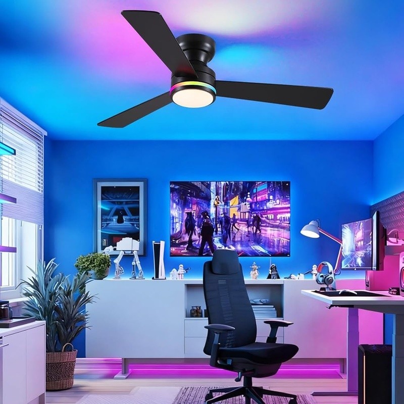 Modern Ceiling Fan W/ Light Remote Control Reversible Motor Dimmable Flush Mount
